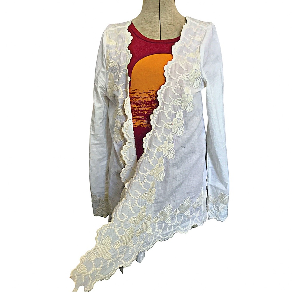 Vintage Tasha Polizzi-Cream Shrug with embroidered detail